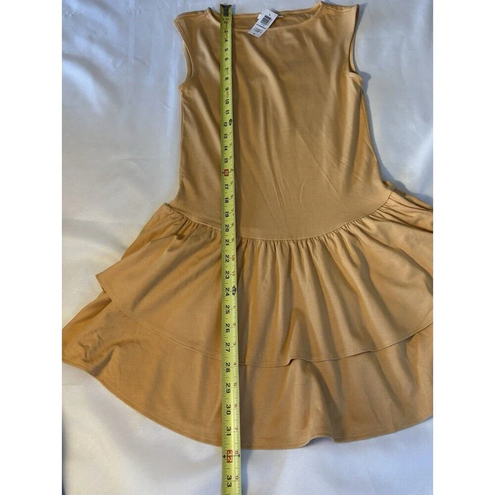 WILFRED Aritzia Goodlux Bloomsbury Mini Dress Small Ruffle Apricot Peach Summer - Picture 8 of 9